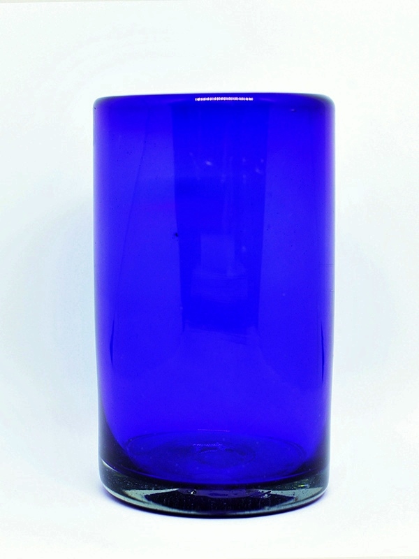 MEXICAN GLASSWARE / Solid Cobalt Blue drinking glasses (set of 6)